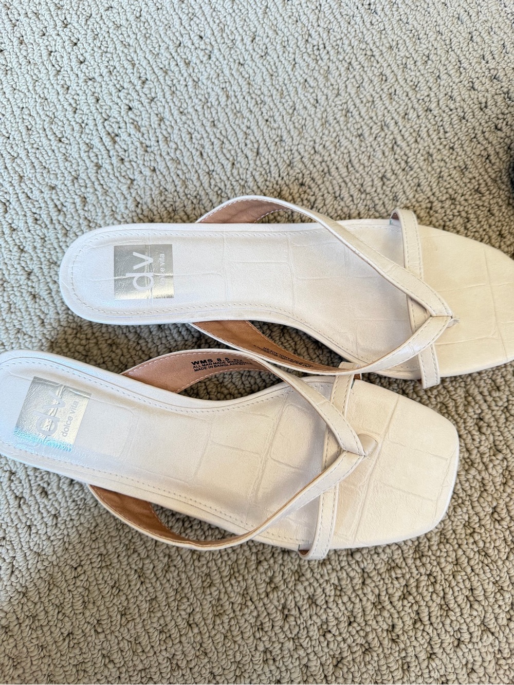 Dolce Vita Cream Square-Toe Slide Sandals